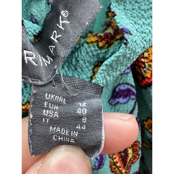 Primark Womens Blouse Size 8 Blue Floral Cold Shoulder Short Sleeve - Picture 6 of 14